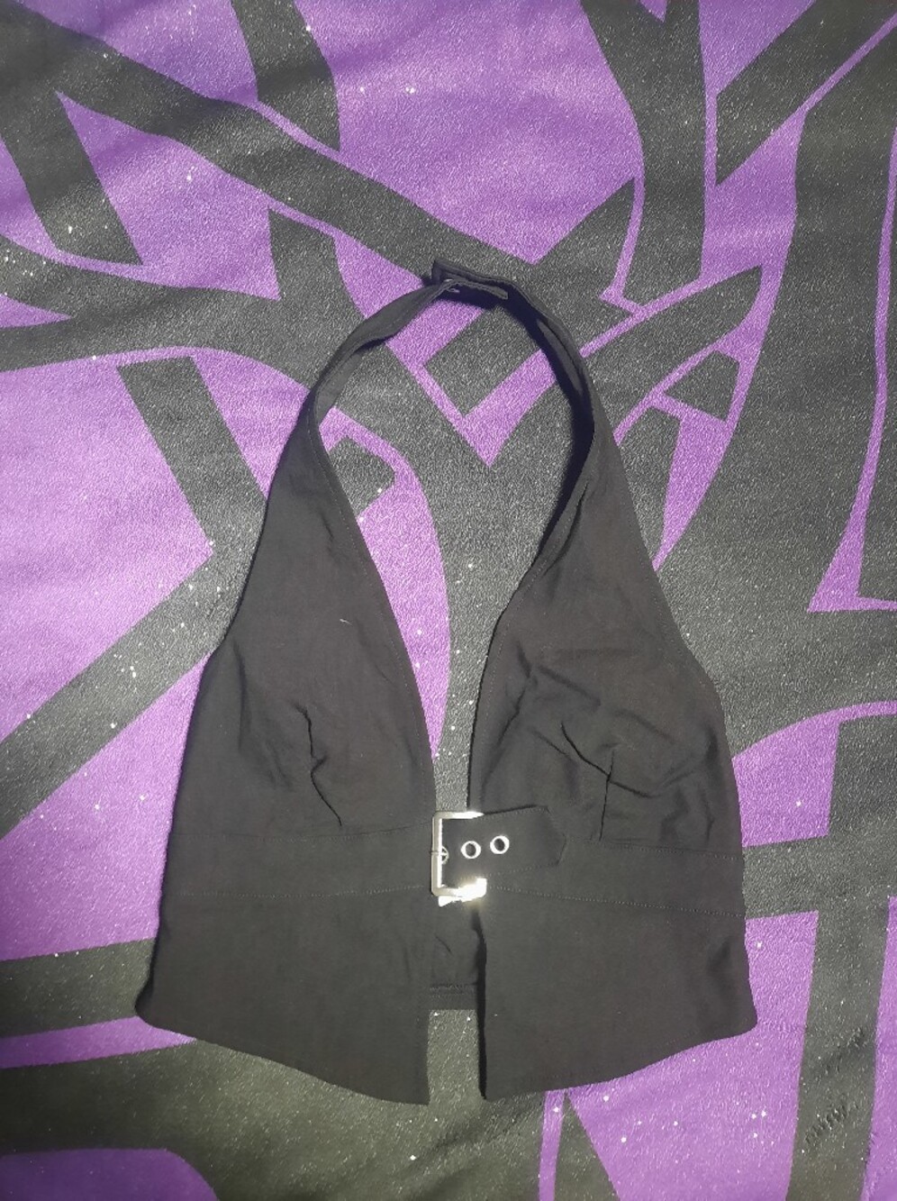 Black Halter Crop Top